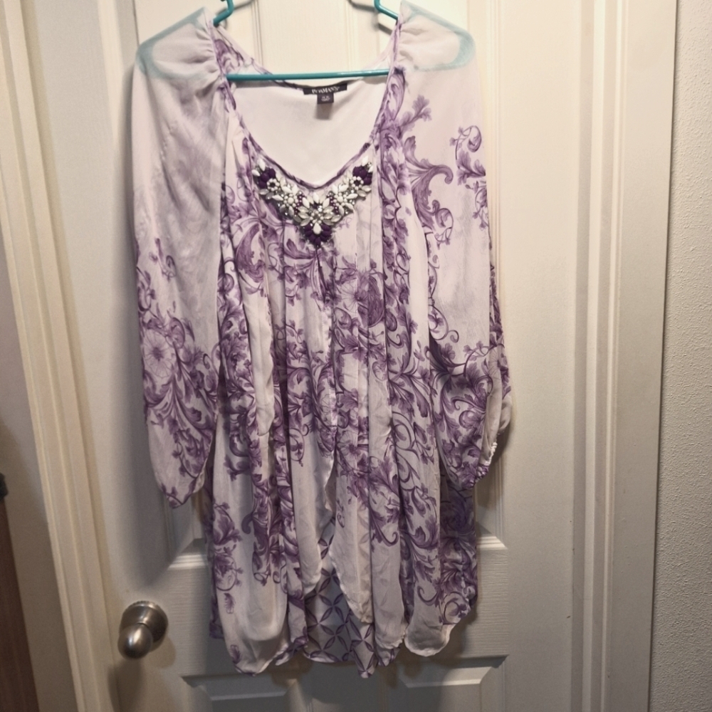 Roman's Purple and White Top Women's Size 14